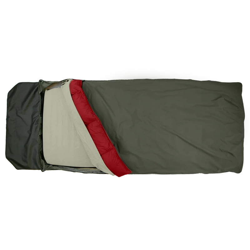 Badger Bed Sierra Bundle | Bedroll Shell, Down Quilt, Flannel Sheet Set, Sleeping Pad Compatible