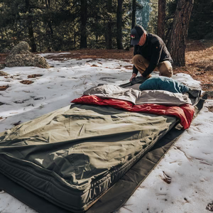 Badger Bed Sierra Bundle | Bedroll Shell, Down Quilt, Flannel Sheet Set, Sleeping Pad Compatible