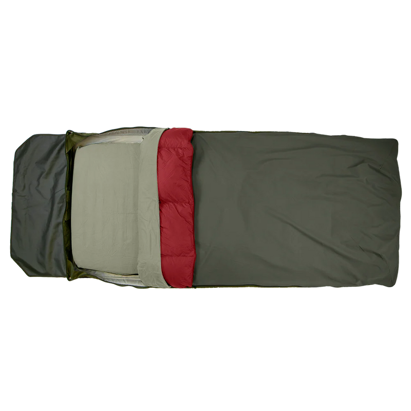 Badger Bed Sierra Bundle | Bedroll Shell, Down Quilt, Flannel Sheet Set, Sleeping Pad Compatible