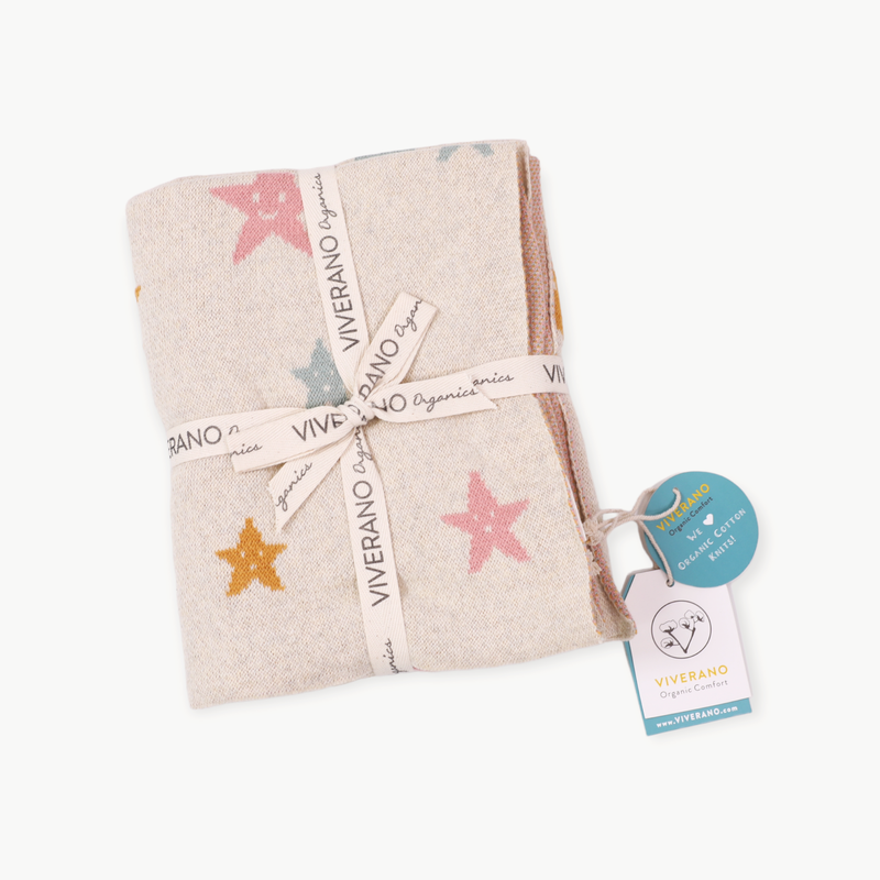 Stars Organic Cotton Jacquard Knit Baby Blanket | 30" x 42"