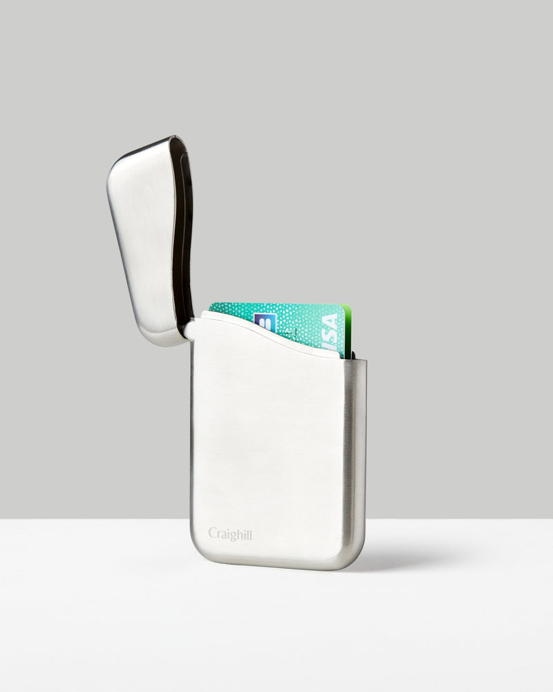 Summit Card Case | Metal Injection-Molded | RFID-Blocking | Brushed Stainless or PVD Vapor Brass