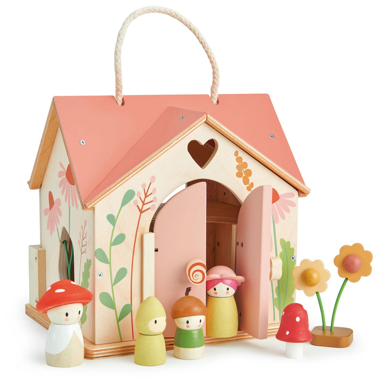 Rosewood Cottage Wooden Playhouse | 16.5" x 15.75" x 12.2" | Tender Leaf Toys