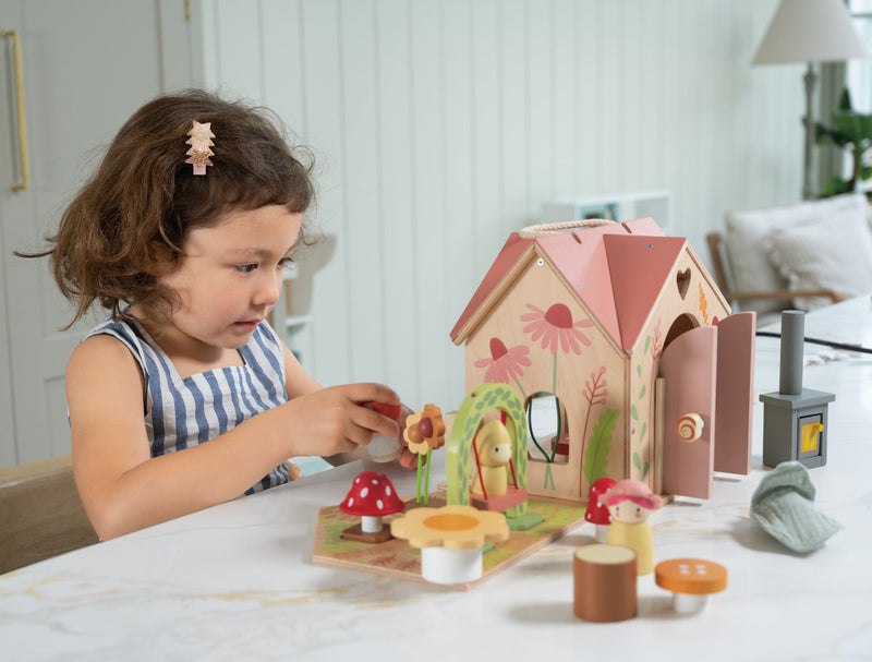 Rosewood Cottage Wooden Playhouse | 16.5" x 15.75" x 12.2" | Tender Leaf Toys