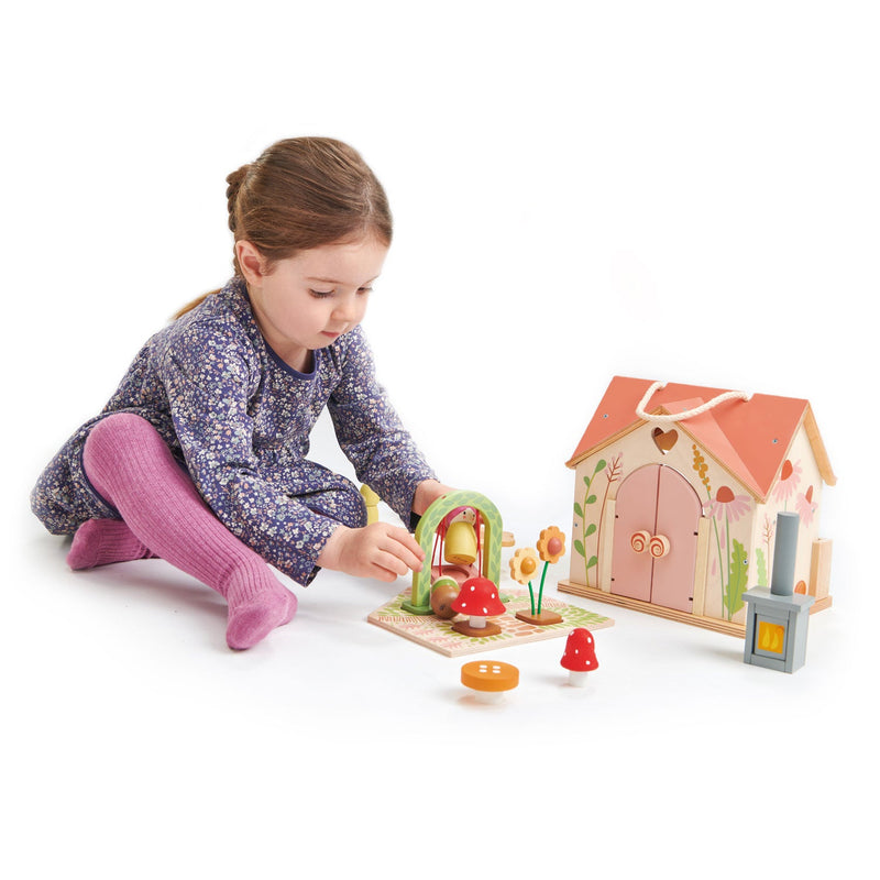 Rosewood Cottage Wooden Playhouse | 16.5" x 15.75" x 12.2" | Tender Leaf Toys