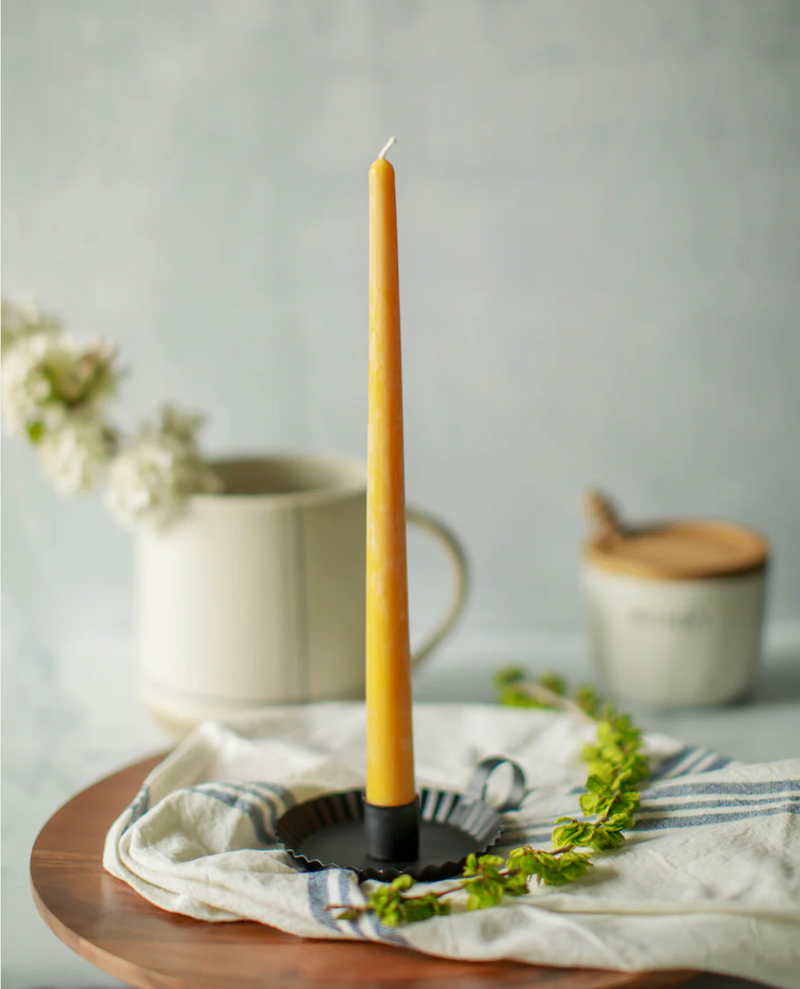 10" Beeswax Taper Candles | 4-Pack | Hand-Fluted Base