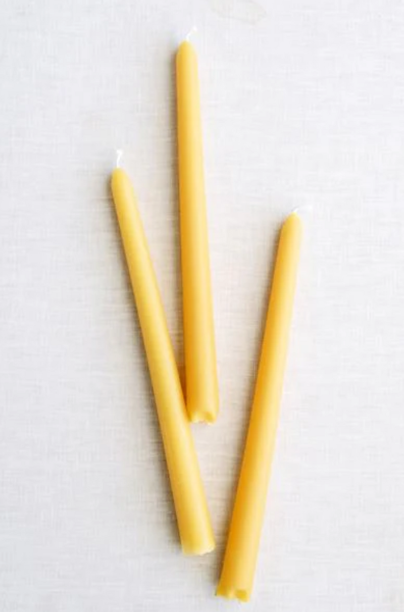 10" Beeswax Taper Candles | 4-Pack | Hand-Fluted Base