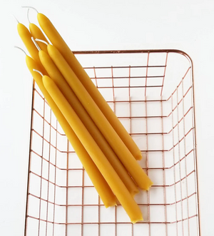 10" Beeswax Taper Candles | 4-Pack | Hand-Fluted Base