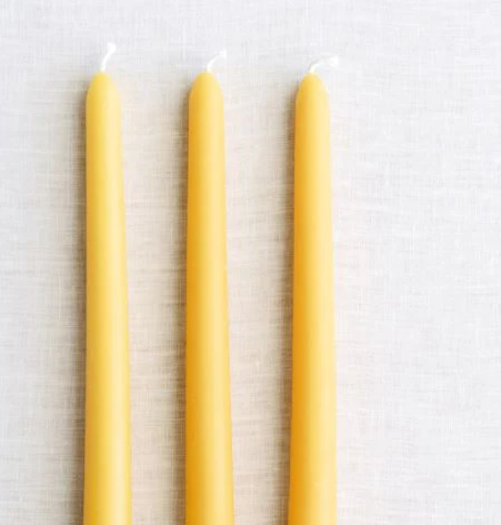 10" Beeswax Taper Candles | 4-Pack | Hand-Fluted Base