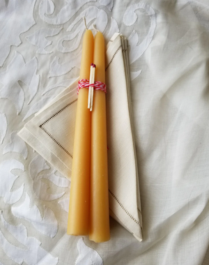 10" Beeswax Taper Candles | 4-Pack | Hand-Fluted Base
