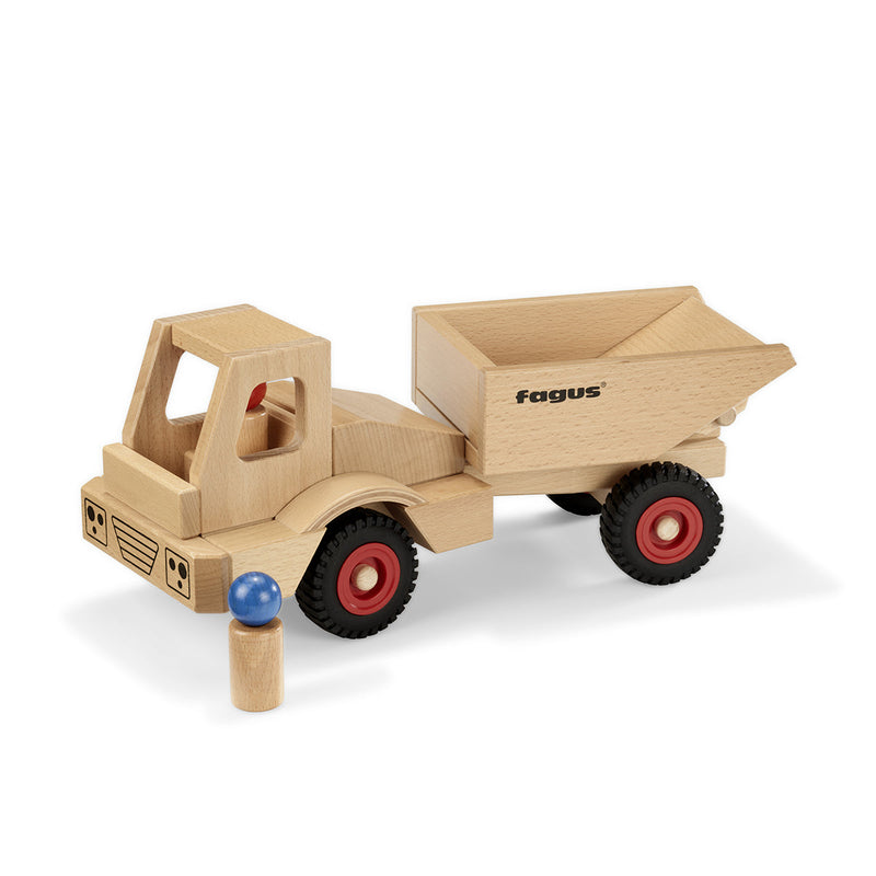Wheels Dumper | Steerable Wooden Toy Dump Truck with Tippable Bed