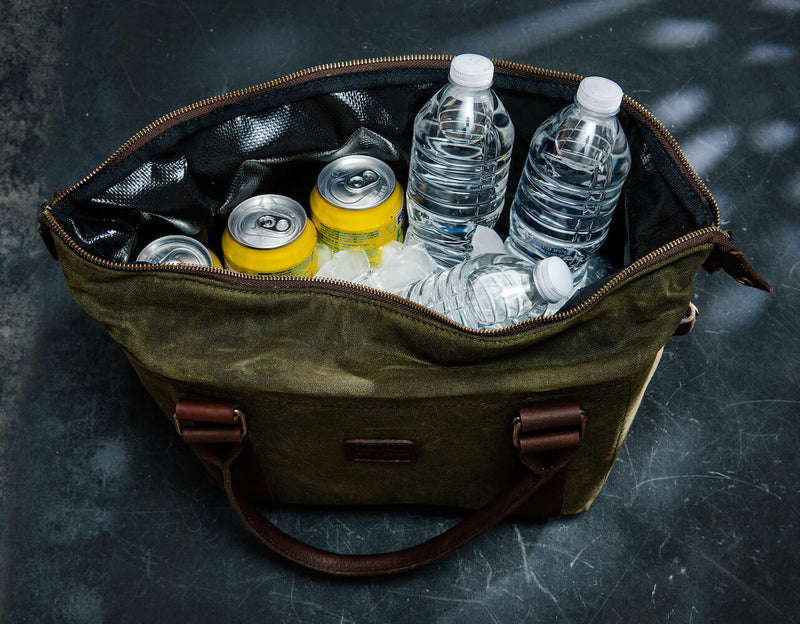 White Wing Waxed Canvas Cooler | Insulated | Leather Accents