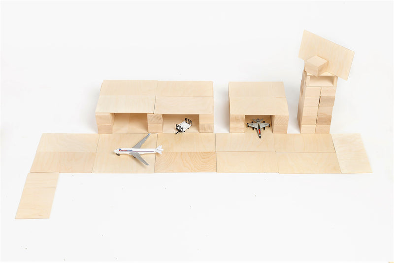 Airport built from Just Blocks natural wooden blocks