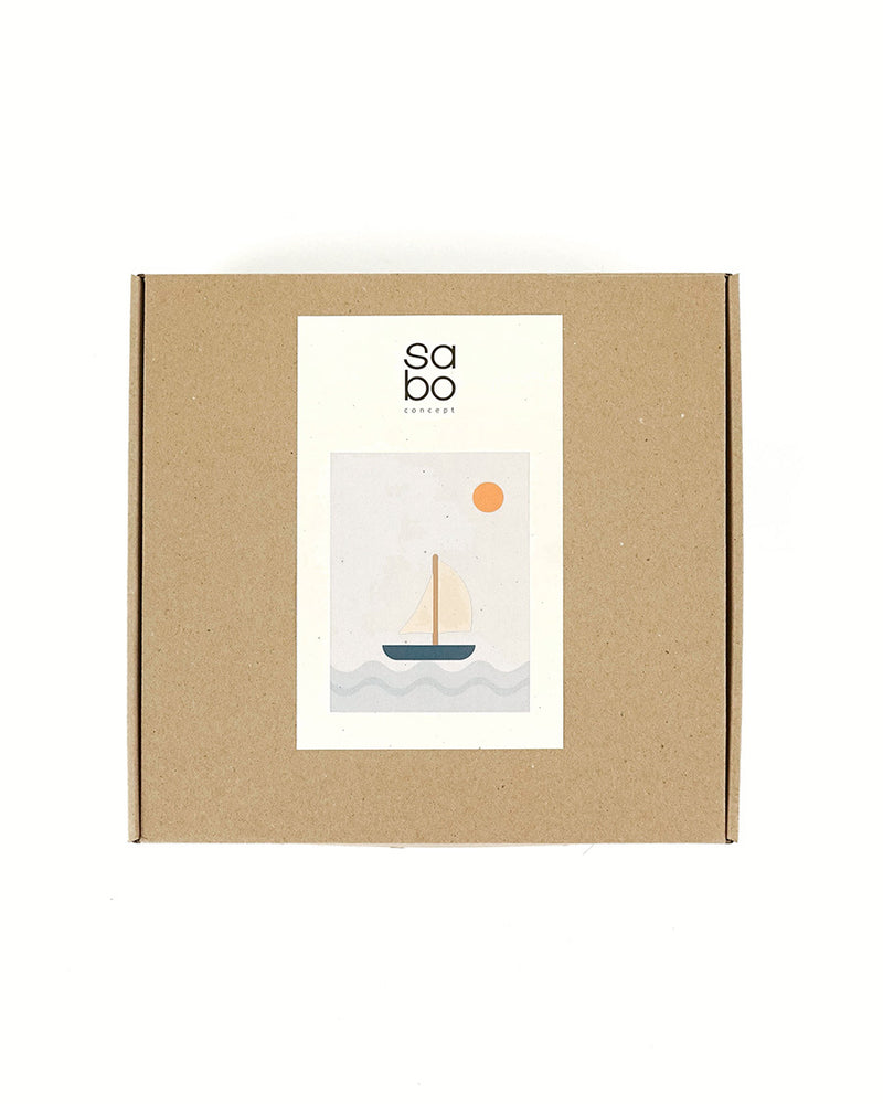 Sea Adventure Wooden Play Set | Sailboat, Lighthouse & Coastal Landscape | 28.5 x 15.5 x 20 cm