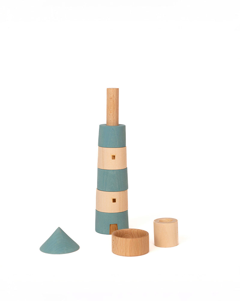 Wooden Lighthouse | 4.5 x 4.5 x 20 cm | Natural Beech & Linden