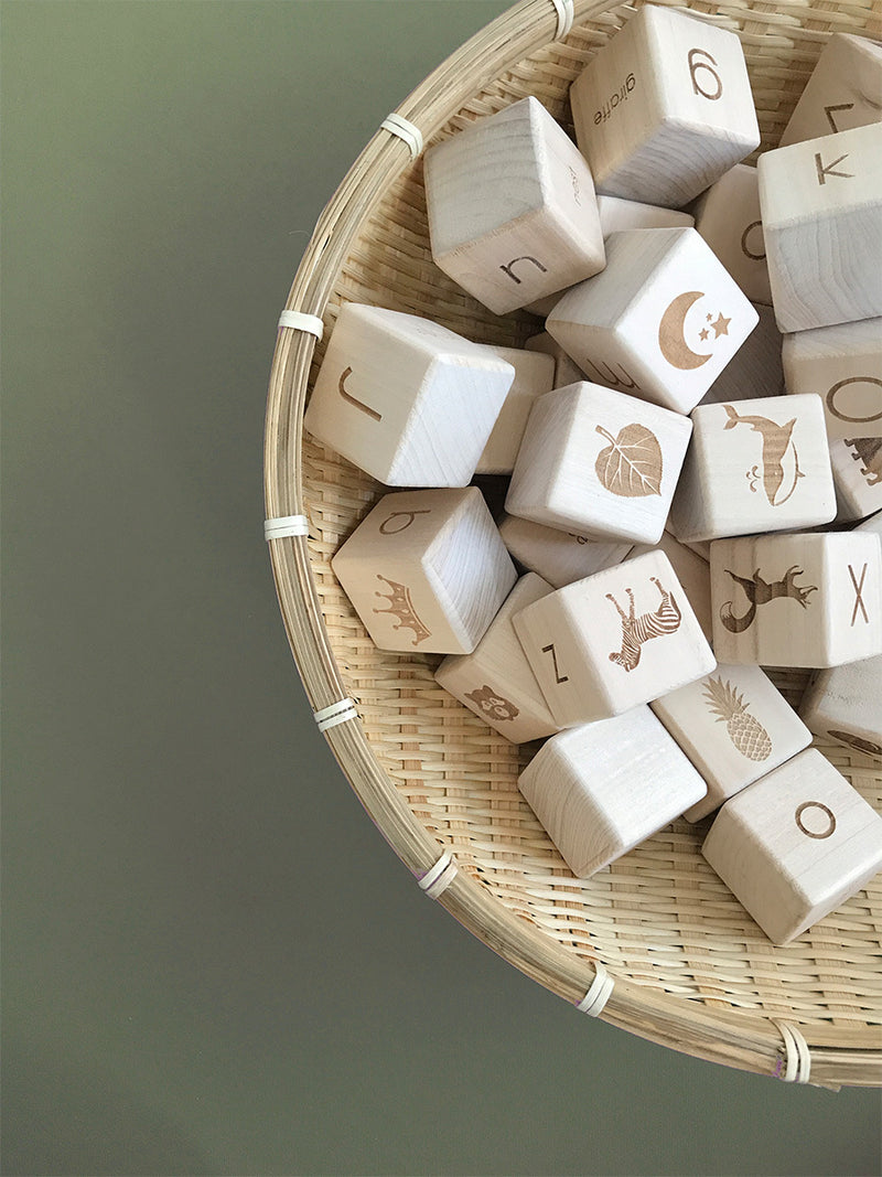 Wooden Alphabet Blocks | 26 Cubes | 4cm | A-Z | Made in Ukraine