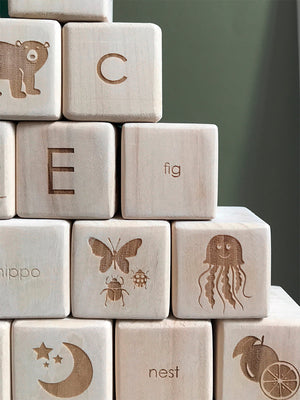 Wooden Alphabet Blocks | 26 Cubes | 4cm | A-Z | Made in Ukraine