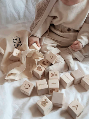 Wooden Alphabet Blocks | 26 Cubes | 4cm | A-Z | Made in Ukraine