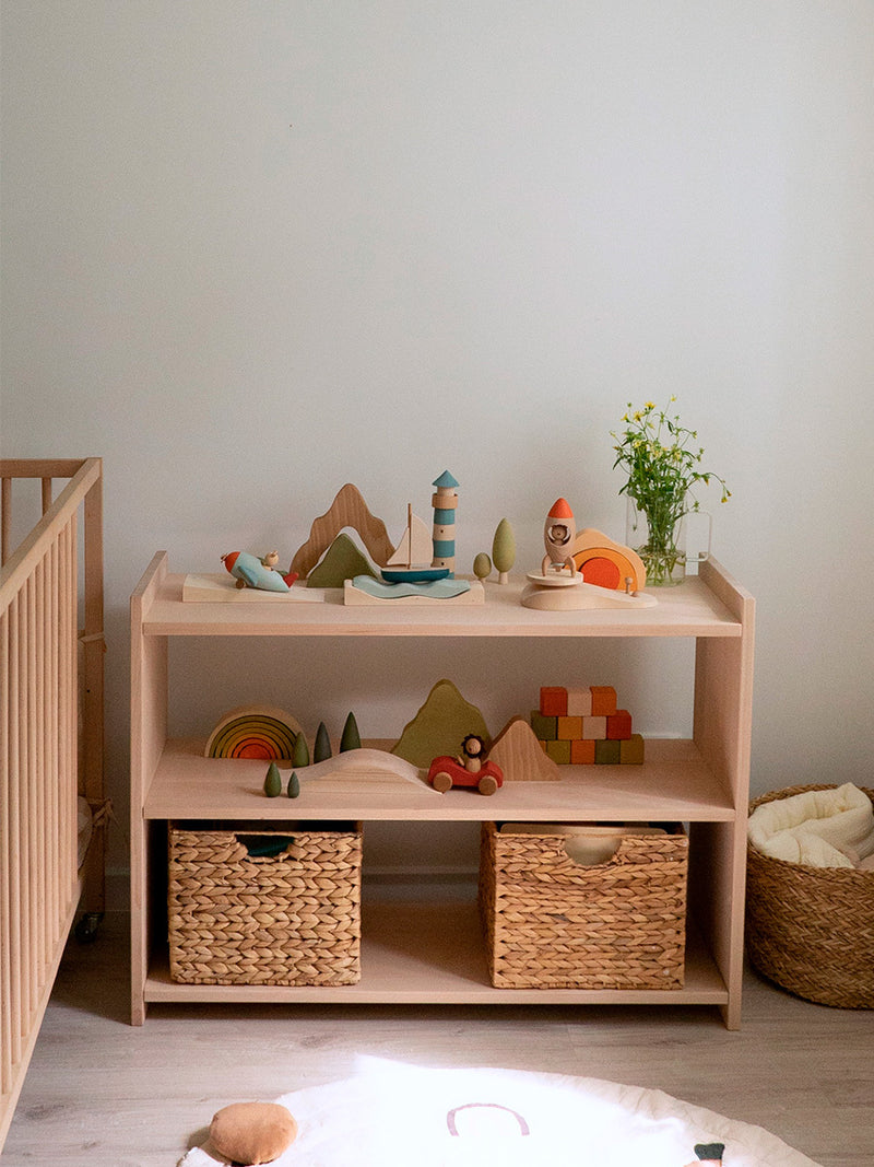 First Journey Play Set | Wooden Lion in Car with Landscape | Natural Beech & Linden