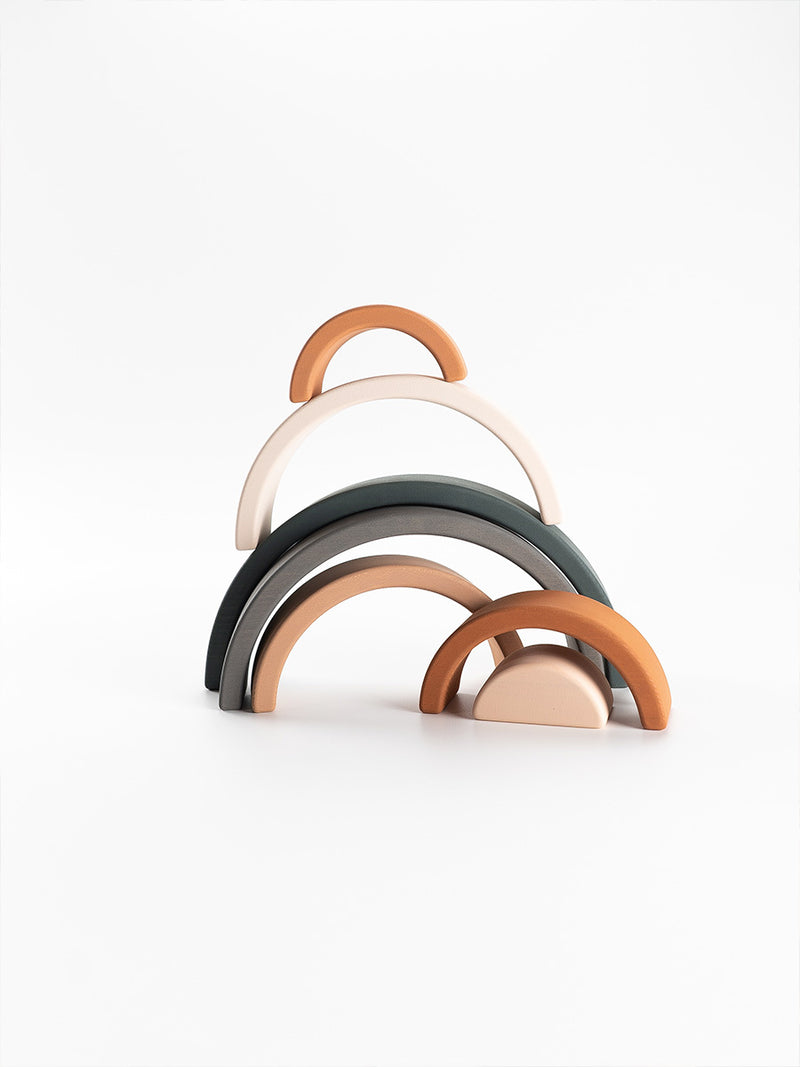 Wooden Rainbow Arch Stacker | 7 Pieces | Linden or Birch | 10.2" x 5.1"