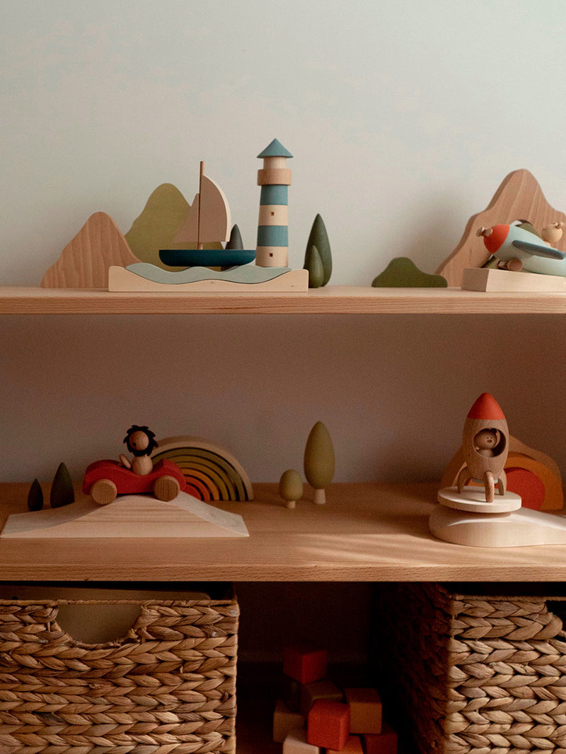 Wooden Lighthouse | 4.5 x 4.5 x 20 cm | Natural Beech & Linden