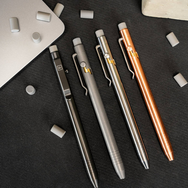 Bolt Action Pencil | 0.5mm/0.7mm/0.9mm | Titanium, Brass, Copper, or Zirconium