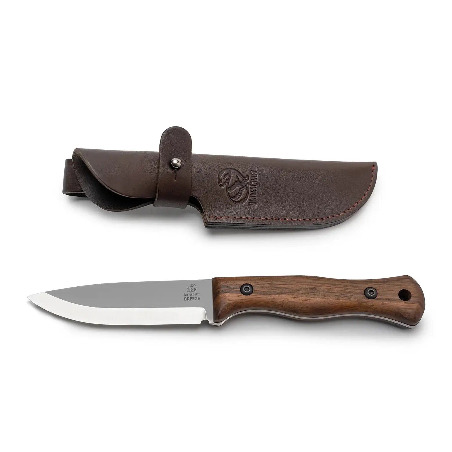 BSH6 Breeze – Carbon Steel Bushcraft Knife Walnut Handle with Leather Sheath