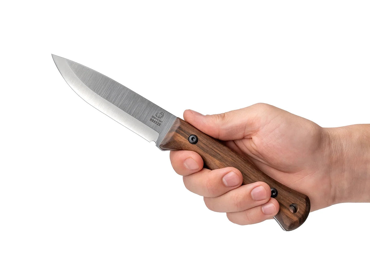 BSH6 Breeze – Carbon Steel Bushcraft Knife Walnut Handle with Leather Sheath