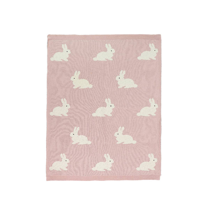 Bunny Organic Jacquard Knit Baby Blanket | Thick 'n' Thin
