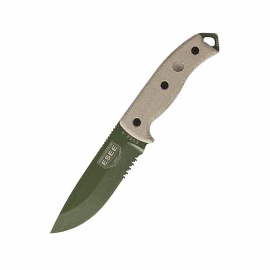 ESEE-5 Survival Knife | OD Green 1095 Carbon | Canvas Micarta | Black Kydex Sheath