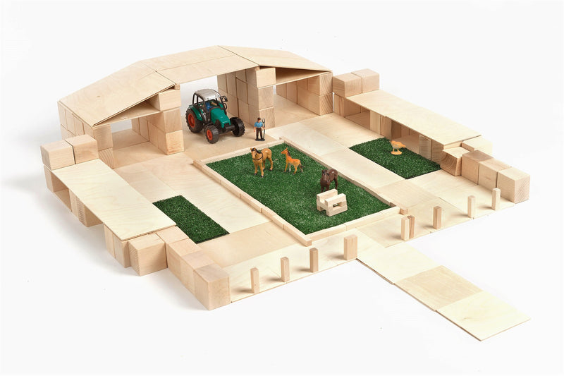 Farm built from Just Blocks natural wooden blocks