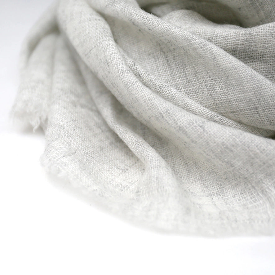 Cool Fog Light Gray 100% Cashmere Scarf Featherlight & Airy