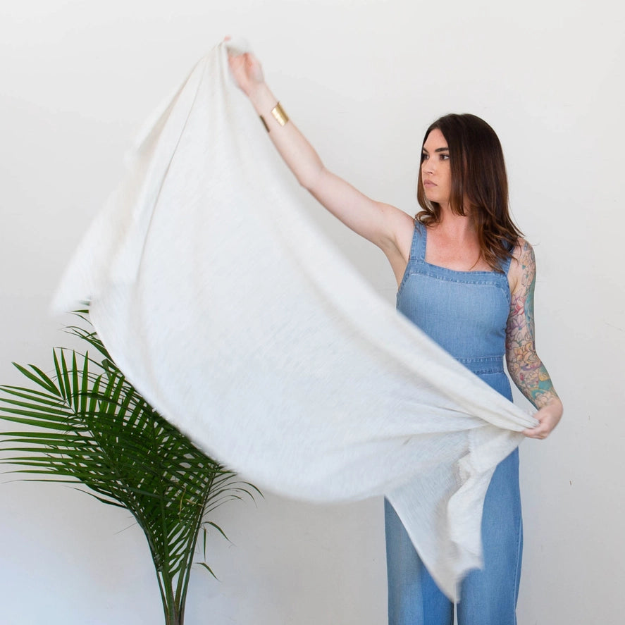 Cool Fog Light Gray 100% Cashmere Scarf Featherlight & Airy