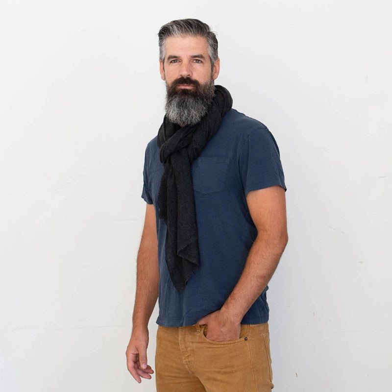 Traveler’s Yarn | Hand-Dyed Graphite Cashmere Scarf | 80" x 30"