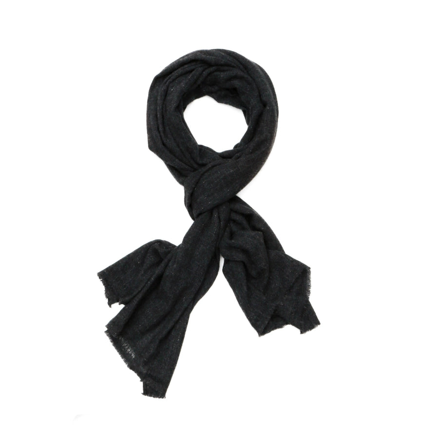 Graphite Dark Gray Oversized 100% Cashmere Scarf - Hand Dyed