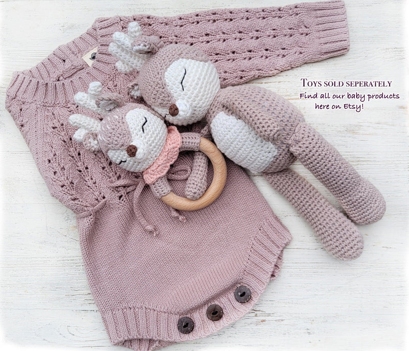 Crochet Sleepy Deer | Natural Cotton Amigurumi | Handmade Baby Toy
