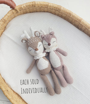 Crochet Sleepy Deer | Natural Cotton Amigurumi | Handmade Baby Toy