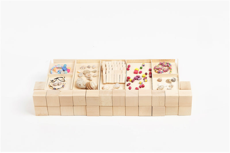 Dressing table built from Just Blocks natural wooden blocks