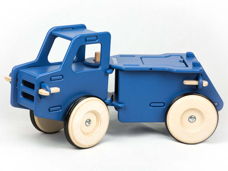 Moover Dump Truck | Solid Birch Plywood Ride-On | Navy Blue