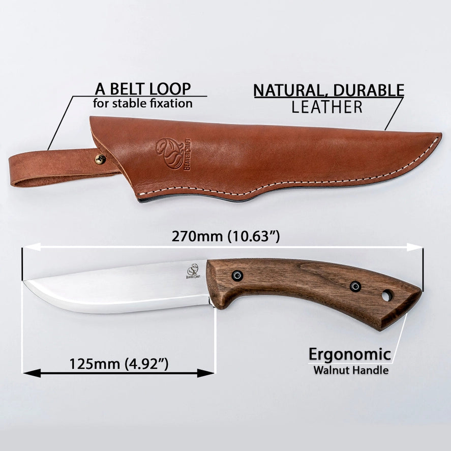 BSH1 - Carbon Steel Bushcraft Knife Walnut Handle