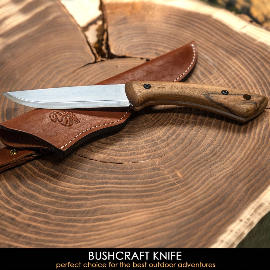 BSH1 - Carbon Steel Bushcraft Knife Walnut Handle
