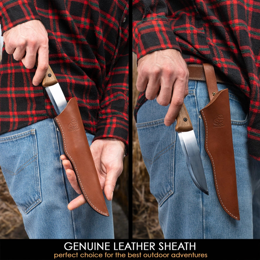 BSH1 - Carbon Steel Bushcraft Knife Walnut Handle