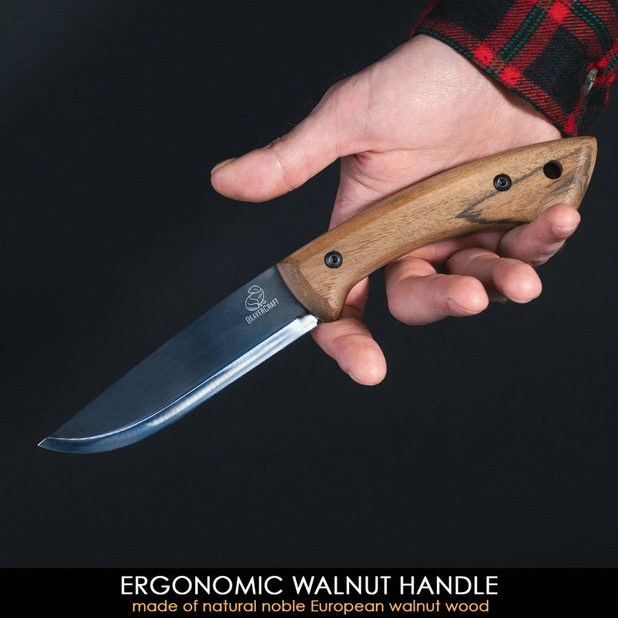 BSH1 - Carbon Steel Bushcraft Knife Walnut Handle