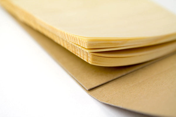 Kizara Japanese Red Pine Memo Pad — wood sheets shaved from a single block, made in Tokyo