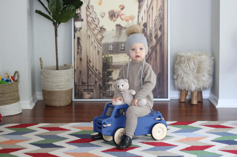 Moover Dump Truck | Solid Birch Plywood Ride-On | Navy Blue