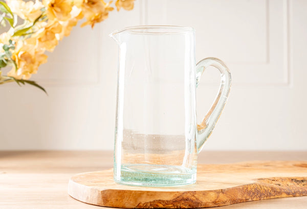Moroccan Cone Jug — hand-blown recycled glass, made in Morocco