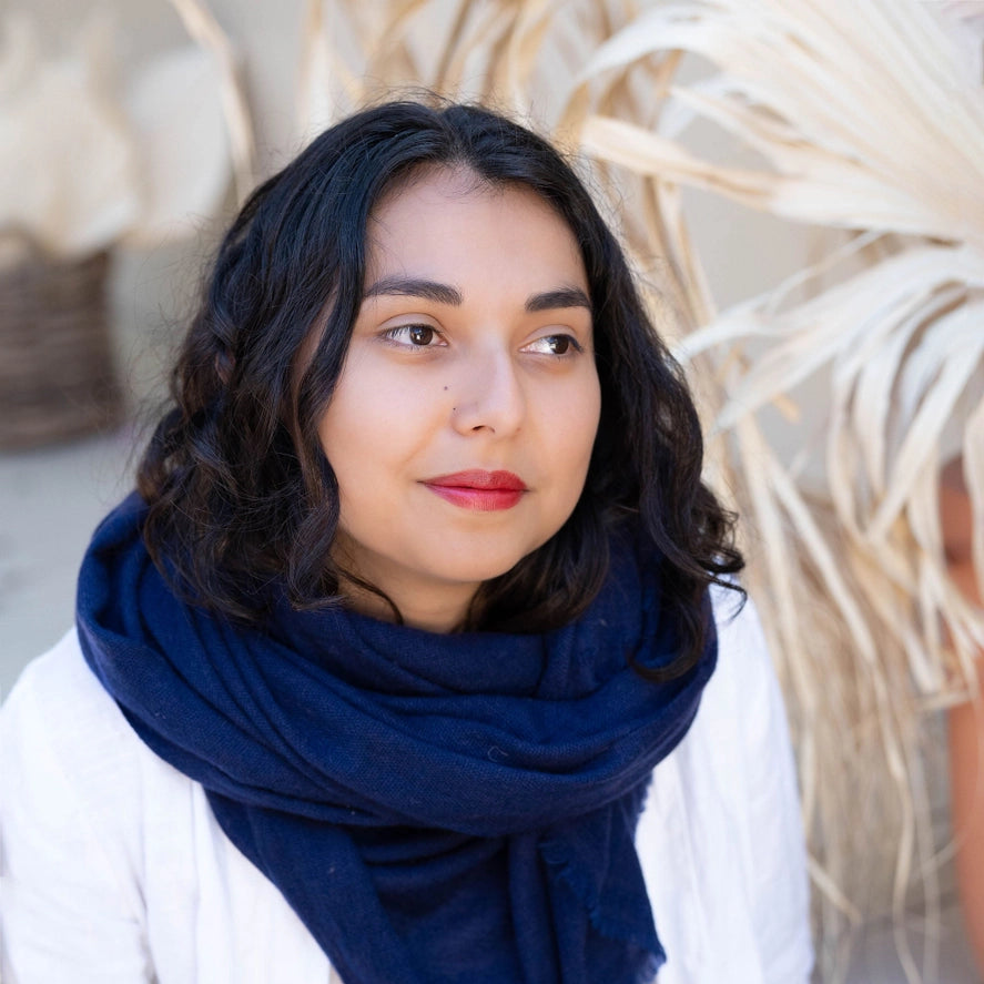 Indigo Navy Blue 100% Cashmere Wrap Softest All-Season Scarf