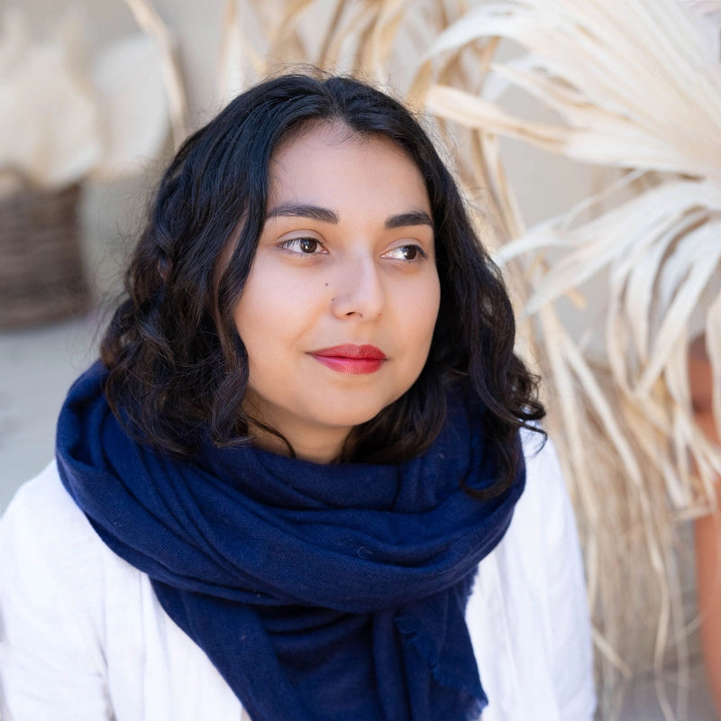 Indigo Cashmere Wrap, Hand-Dyed | 80" x 30"