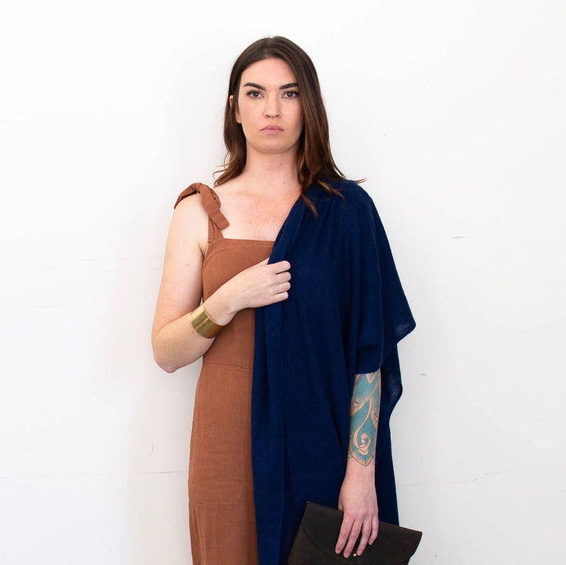 Indigo Cashmere Wrap, Hand-Dyed | 80" x 30"