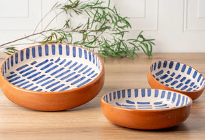 Moroccan Nesting Dish Set | Blue Stripe | Handmade | Set of 3