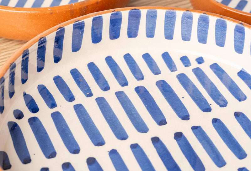 Moroccan Nesting Dish Set | Blue Stripe | Handmade | Set of 3